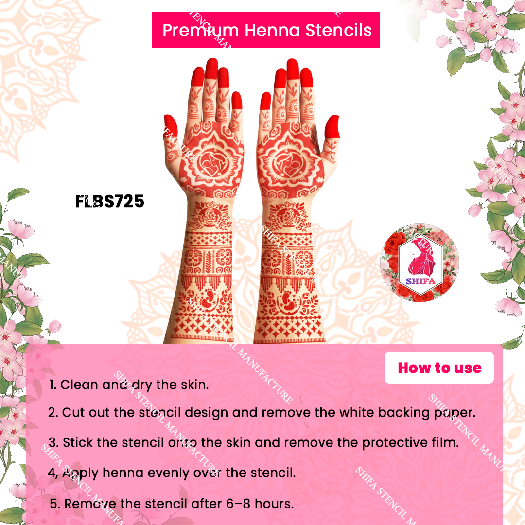 FLBS 725 Mother’s Blossom Embrace Mehndi Double Hand Henna Stencil